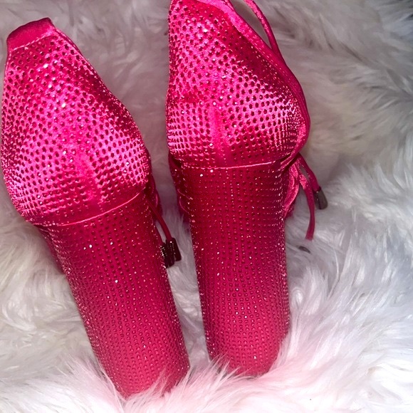 Pink Chunky Lace Up Platform - Picture 3 of 9